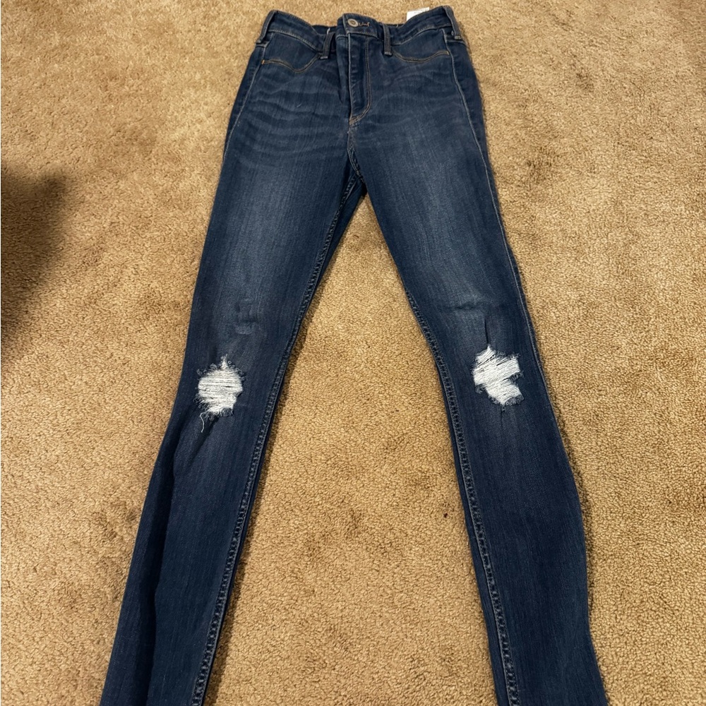 Hollister Dark Blue Distressed Women Jeans